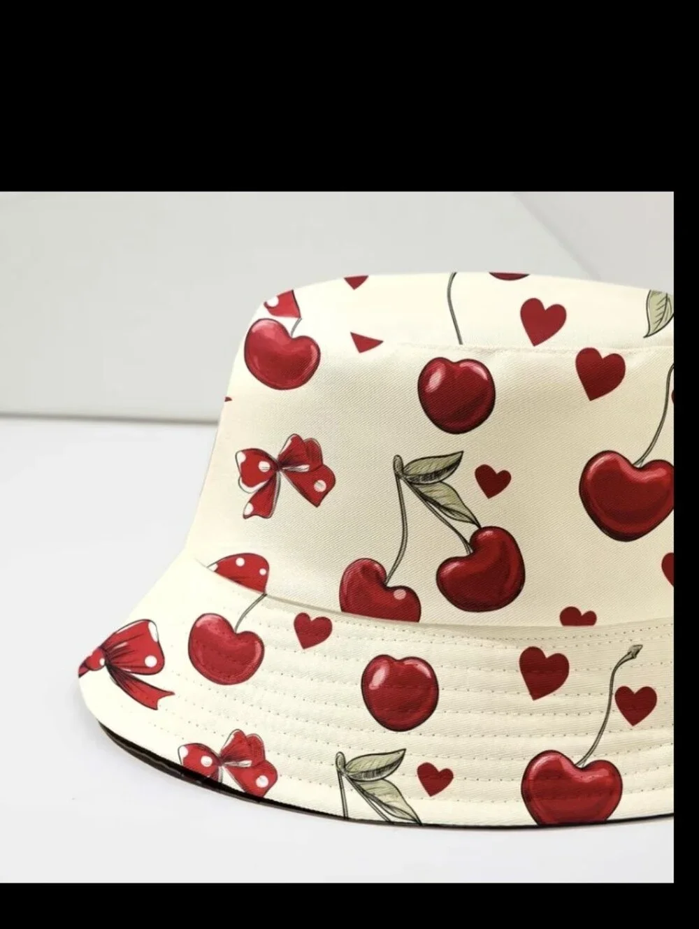 Cherry Bow Decor Bucket Hat NEW